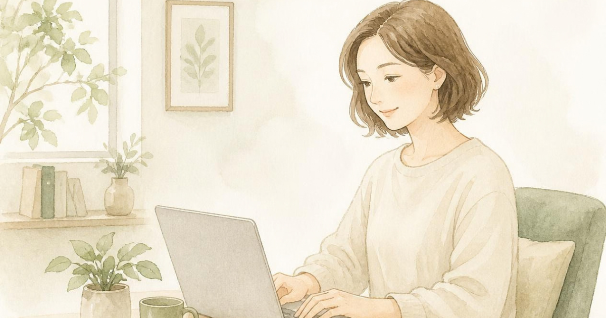 自分のペースで無理なく働く女性のイラスト